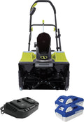 Snow Joe 24V-X2-SB18-SJG 48-Volt iON+ Cordless Snow Blower Kit, 18-Inch, w/ 2 x 4.0-Ah Batteries and Charger (Green)