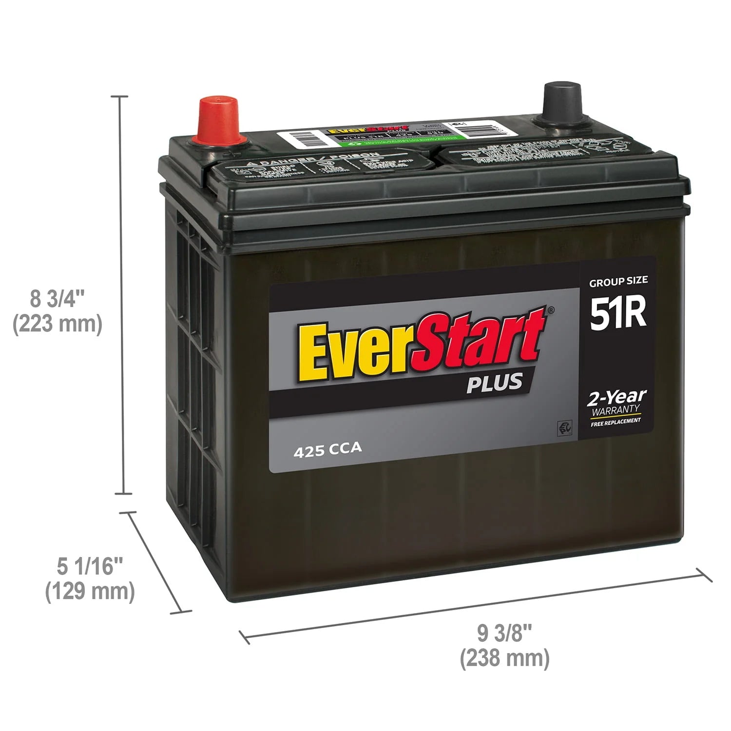 EverStart Plus Lead Acid Automotive Battery Group Size 51R 12V 425 CCA M54183