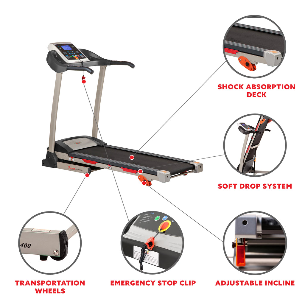 Sunny Health & Fitness Folding Treadmill with Manual Incline SF-T4400 M524297