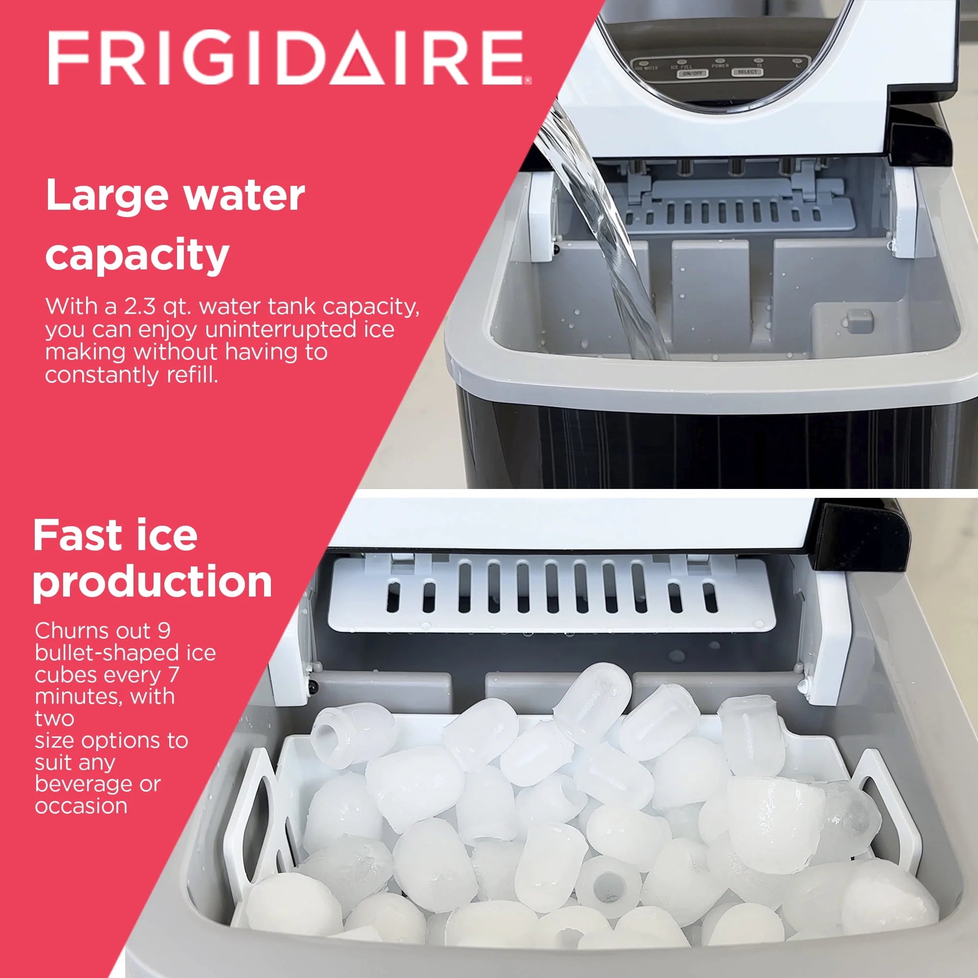 Frigidaire 26 lb. Countertop Ice Maker EFIC117-SS, Black Stainless Steel Y9301
