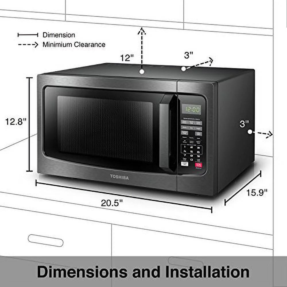 Toshiba EM131A5C-BS Microwave Oven, 1.2 Cu.ft, 1100W, Black Stainless Steel W384481
