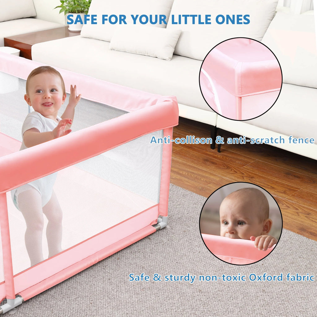 TEAYINGDE Baby Playpen Large Play Yard for Toddlers, 47x47 Gray P238