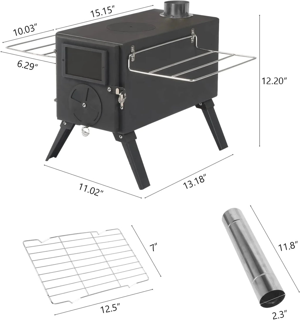 ENSTVER Camping Wood Stove for Tent, Portable Outdoor Cooking and Heating Z146387