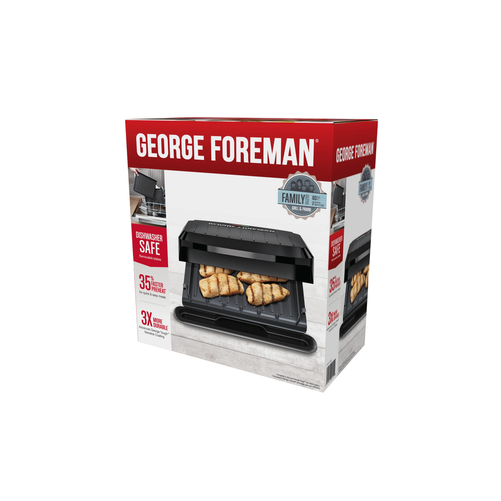George Foreman 4-Serving Removable Plate Grill and Panini, Black F8253