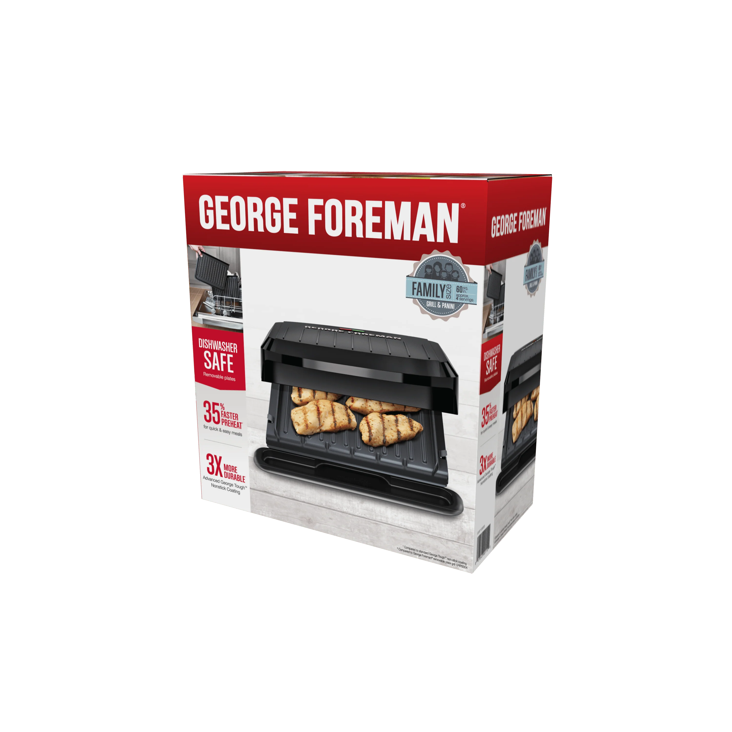 George Foreman 4-Serving Removable Plate Grill and Panini, Black F8253
