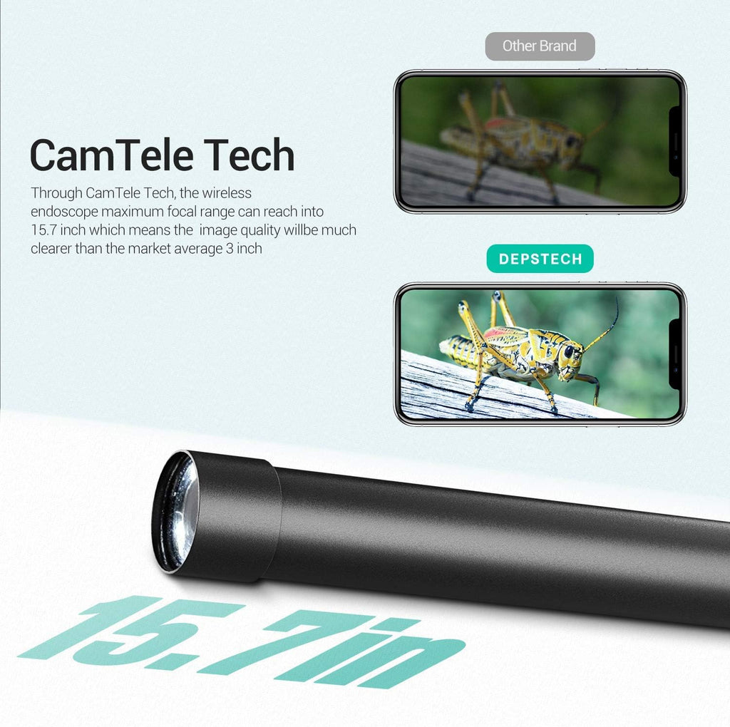 DEPSTECH WiFi Borescope 5.0MP HD Wireless Endoscope, Semi-Rigid, 33ft, Pack of 2 Q1748