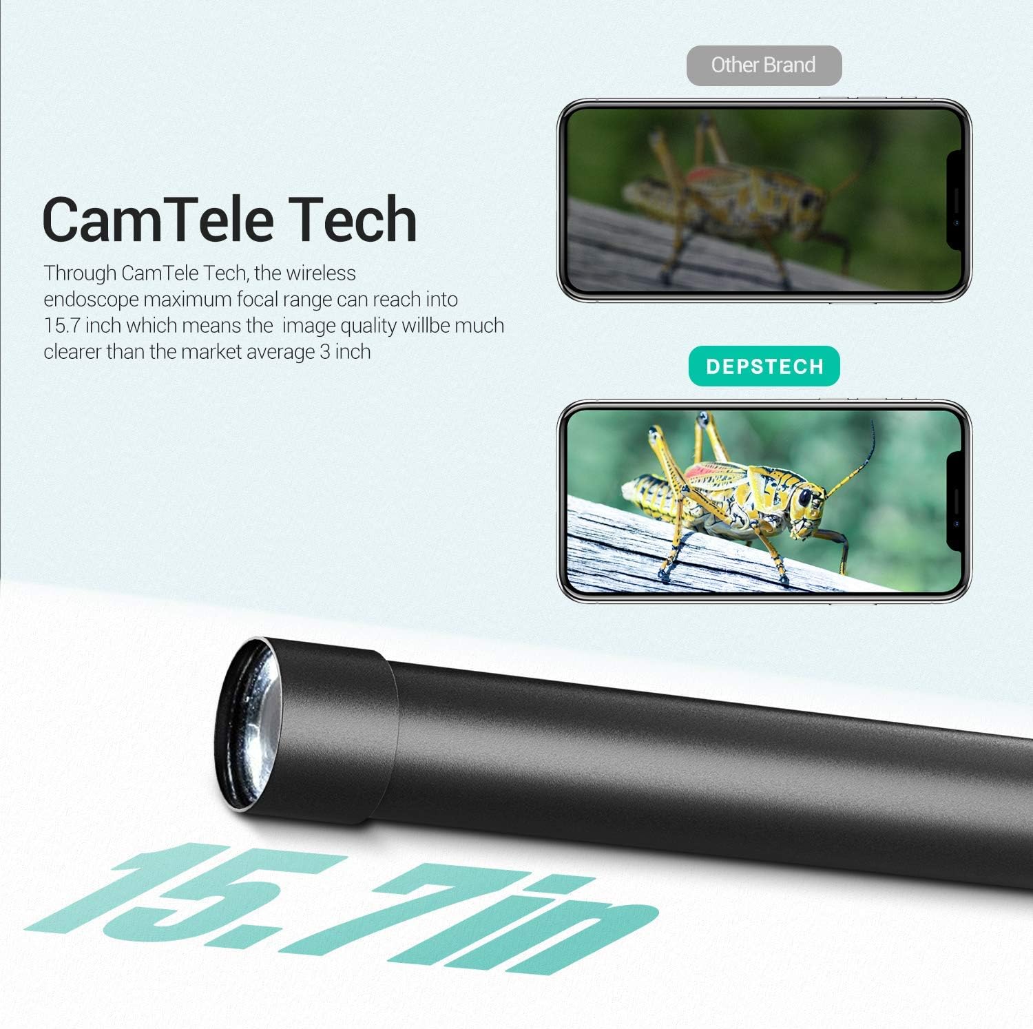 DEPSTECH WiFi Borescope 5.0MP HD Wireless Endoscope, Semi-Rigid, 33ft, Pack of 2 Q1748