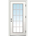 MMI Door 30 in. x 80 in. Classic Left-Hand Outswing 15 Lite Clear Primed Steel Prehung Front Door with Brickmould