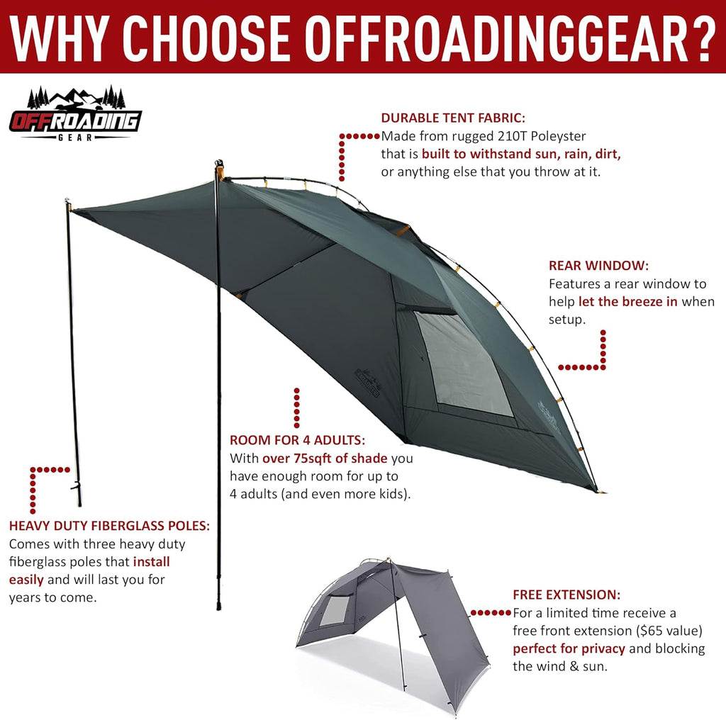 Portable Awning Canopy with Privacy Wall for Car SUV Camping J622951