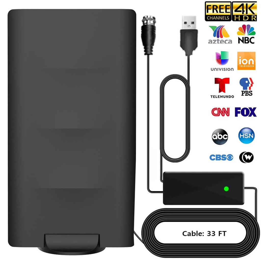 2024 Outdoor Indoor Digital TV Antenna 200+ Miles Long Range with Built-in Amplifier,33FT Long Coax Cable HDTV Antenna for All Television, for Local Channels 4K HD 1080P VHF UHF