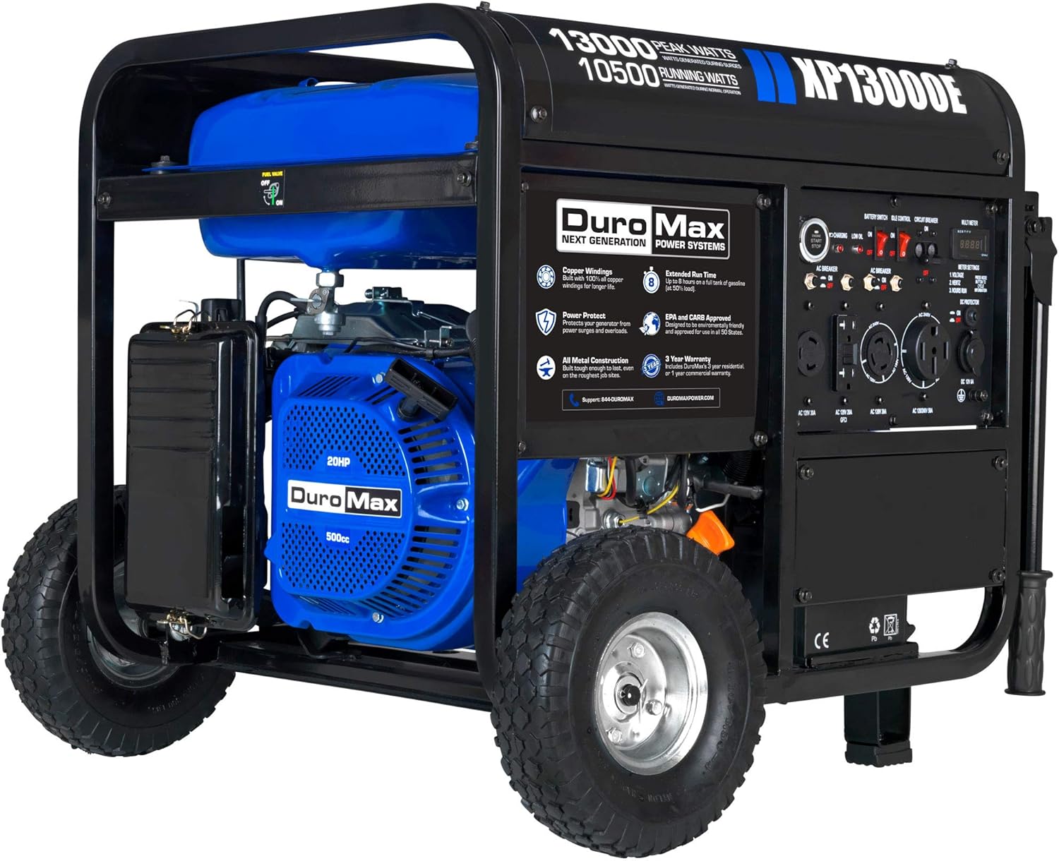 DuroMax XP10000EH Dual Fuel Portable Generator 10000 Watt Electric Start N96690