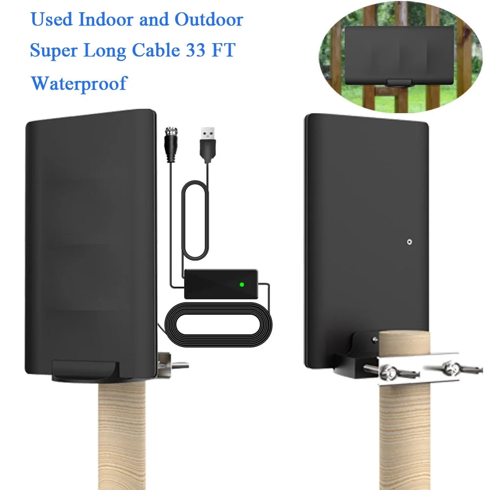 Outdoor Indoor Digital TV Antenna 200+ Miles with Amplifier, 33FT Coax Cable P58595