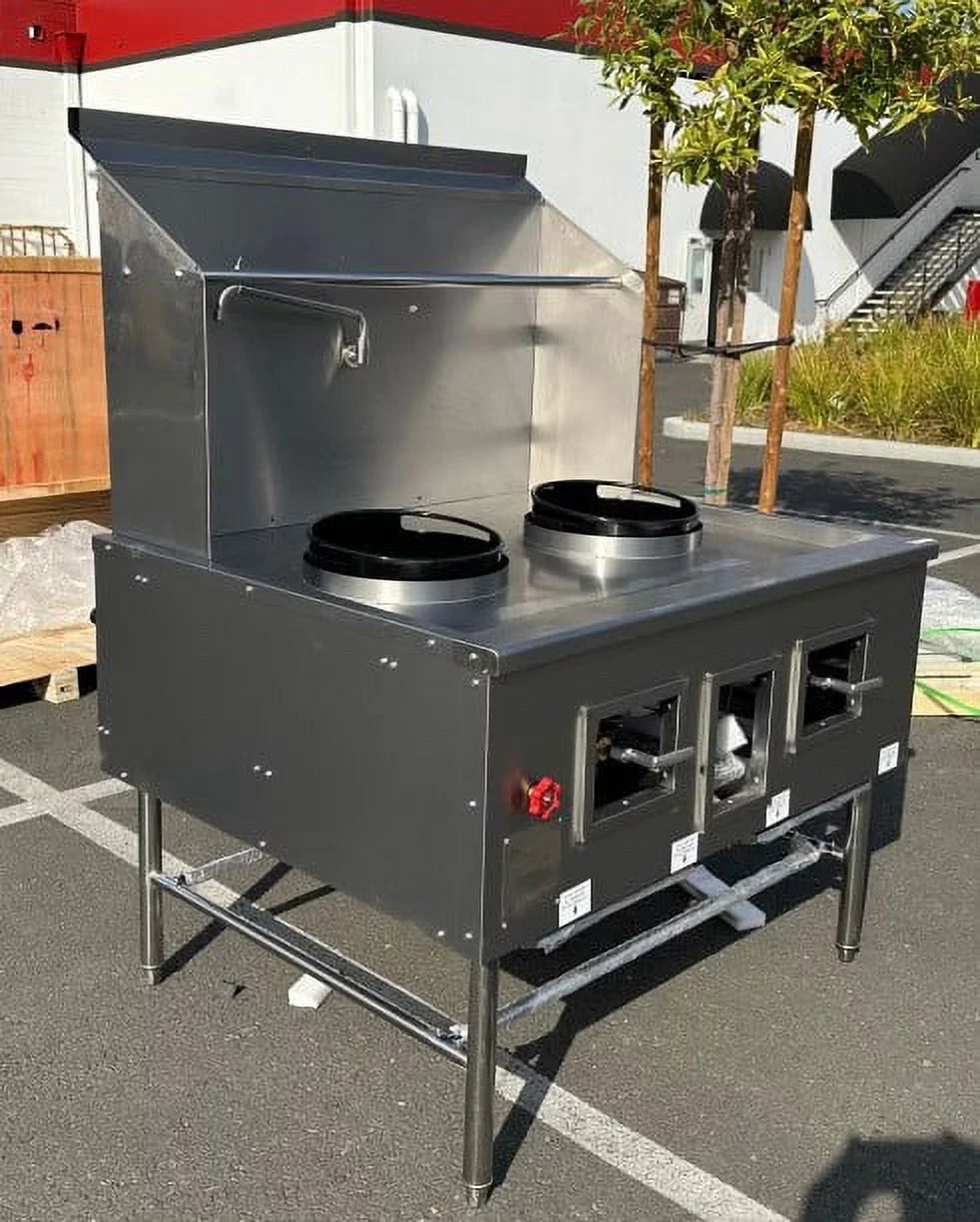 Commercial 2 Ring Chinese Wok Range - Natural Gas / Propane NSF Approved Q995