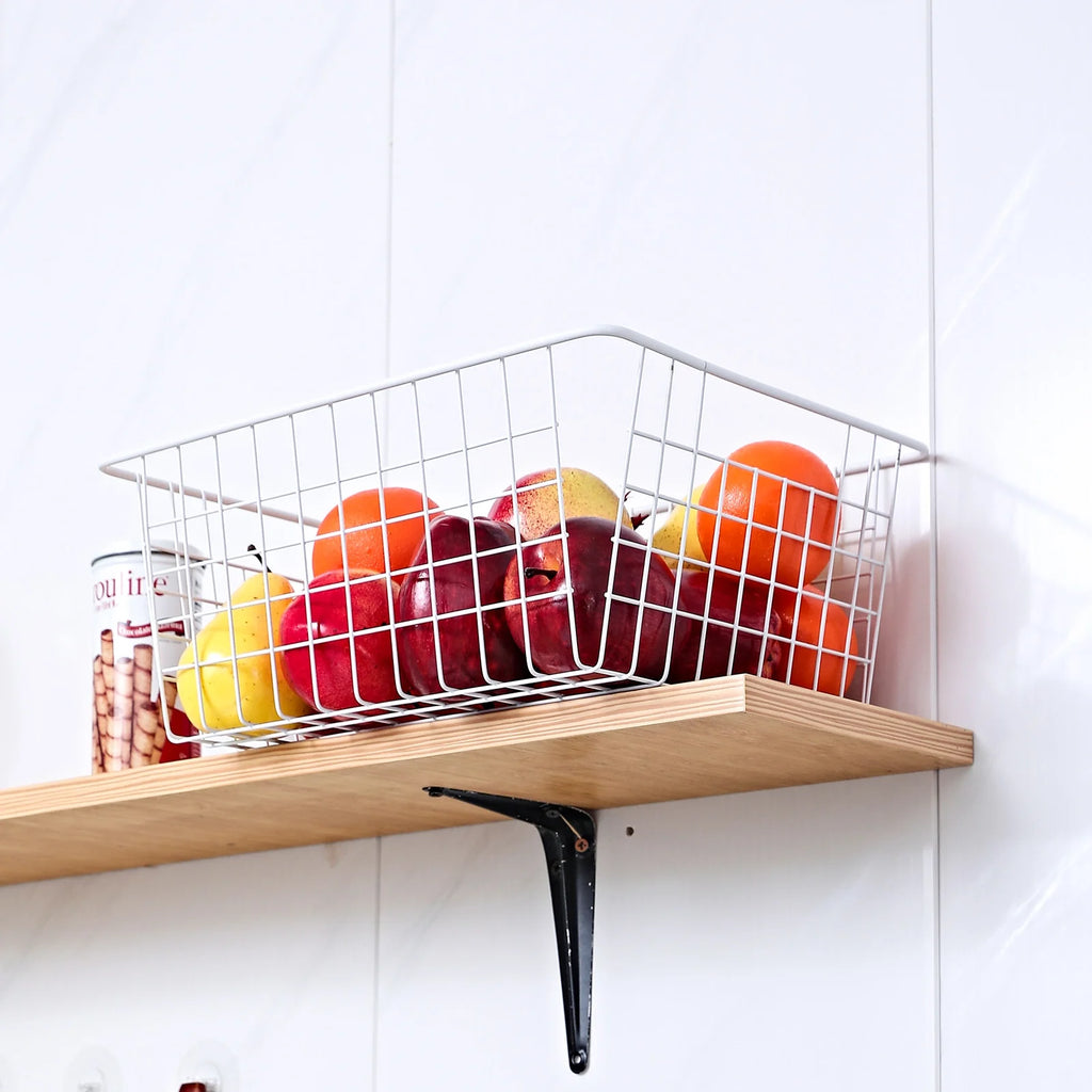 14" Upright Freezer Storage Baskets, White Wire Bins, Set of 4 A676925