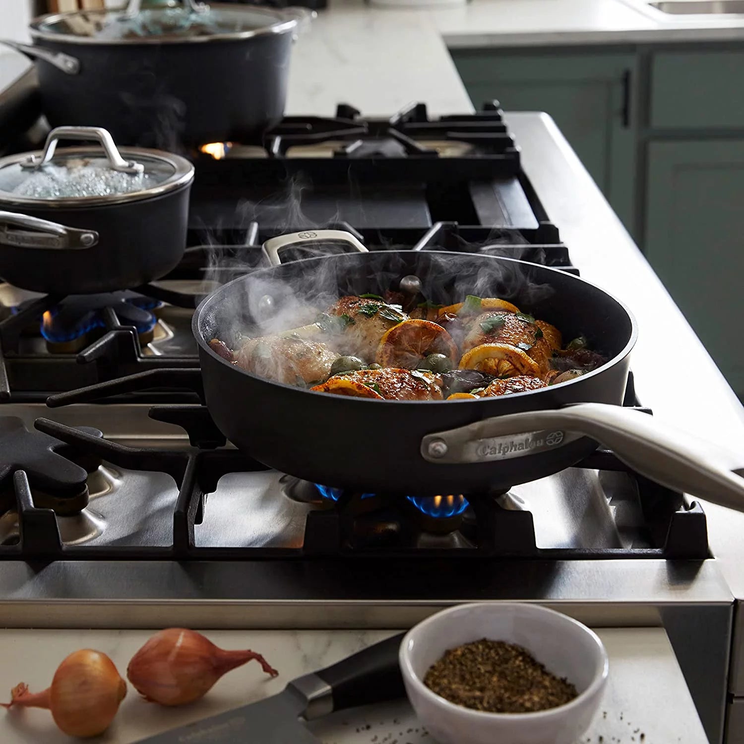 Calphalon Premier Hard-Anodized Nonstick 13-Inch Deep Skillet with Lid J976