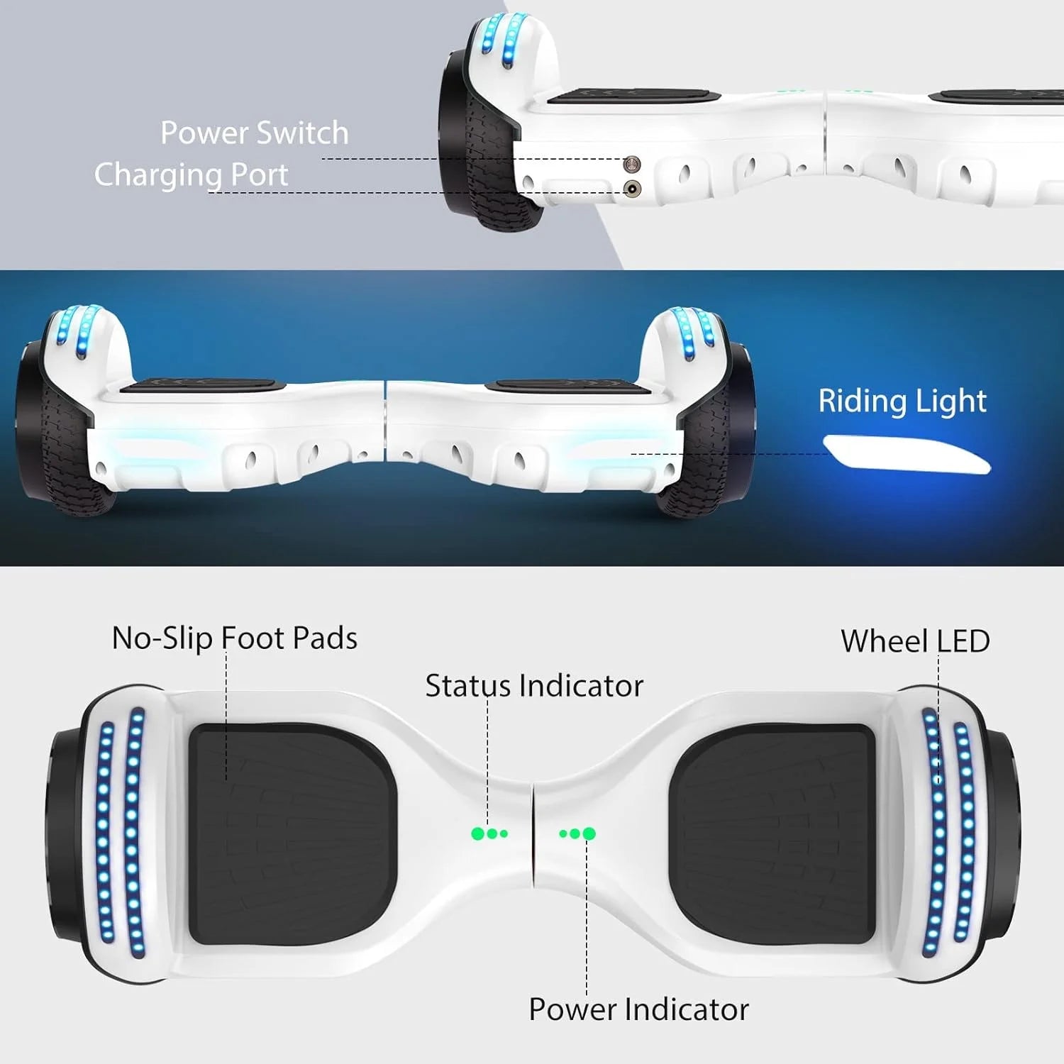 LIEAGLE Hoverboard with Seat Attachment, 6.5 inch Self Balancing Scooter S62540