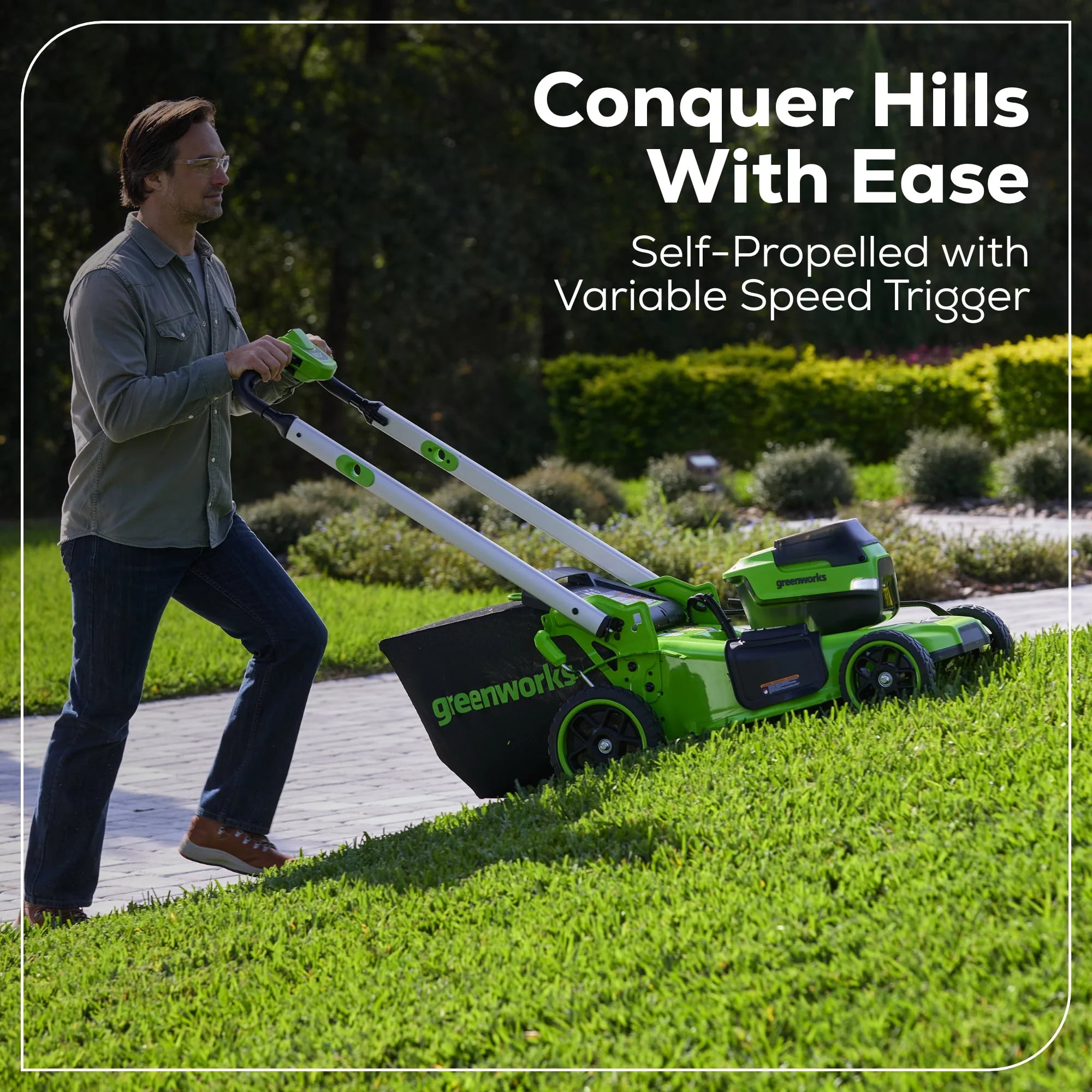 Greenworks 60V 21" Self Propelled Lawn Mower with 8.0 Ah Battery & Charger Q225175