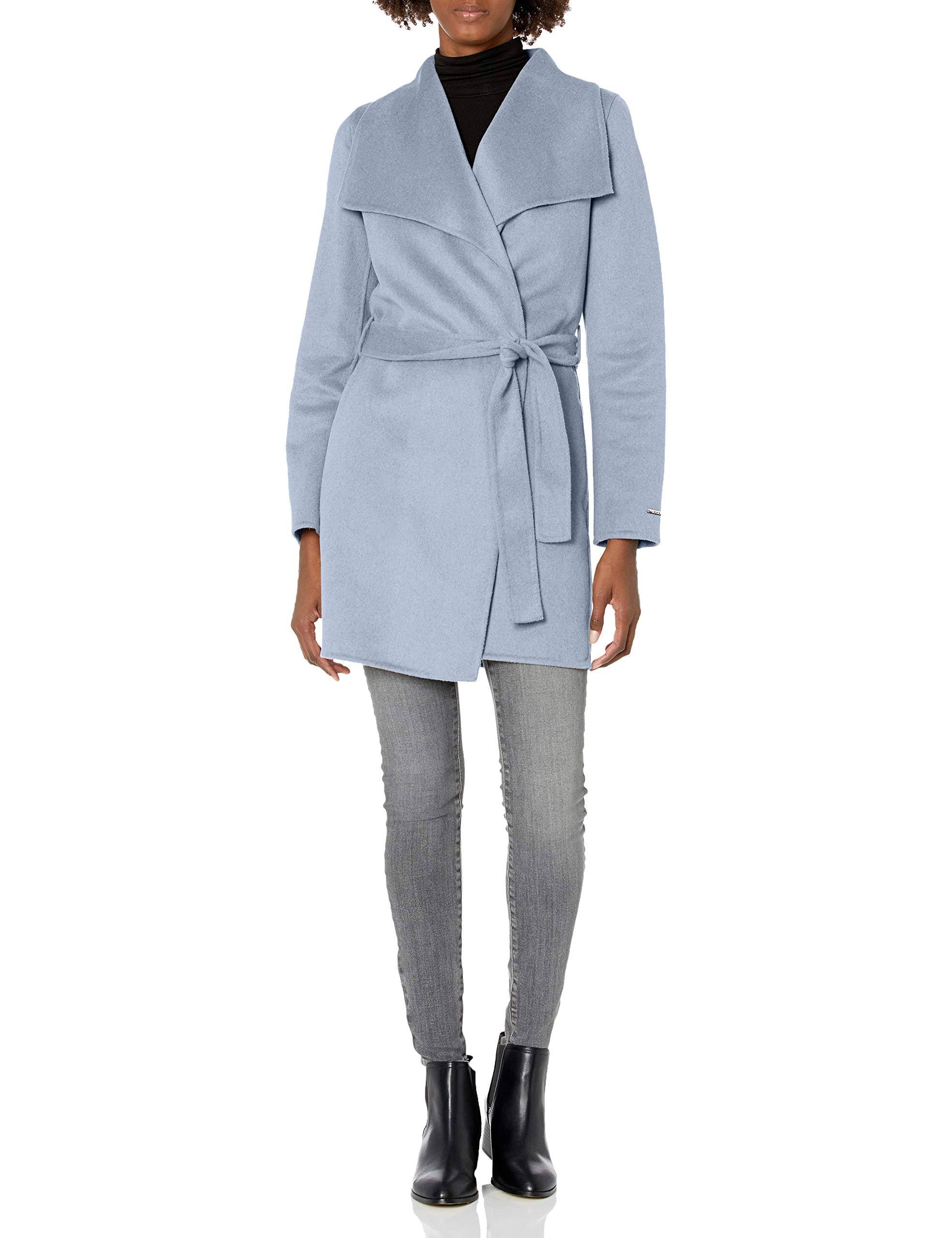 Tahari Ella Double Face Wool Coat Pale Blue XS M8523