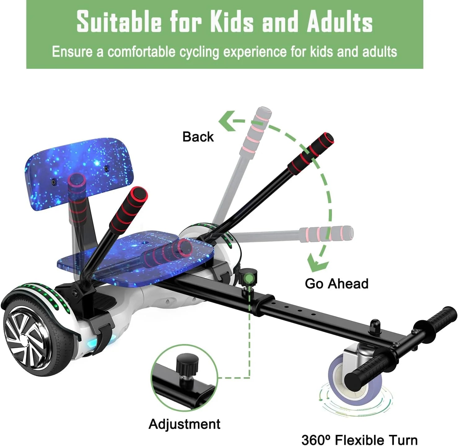 LIEAGLE Hoverboard with Seat Attachment, 6.5 inch Self Balancing Scooter S62540