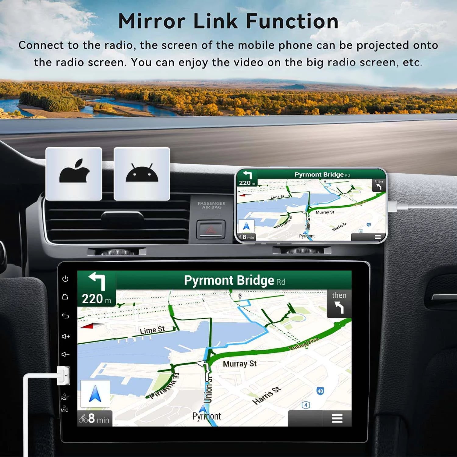 Podofo 1 Din 9" Car Stereo Touch Screen MP5 Player with Bluetooth, Mirror Link & Rearview Camera X115387