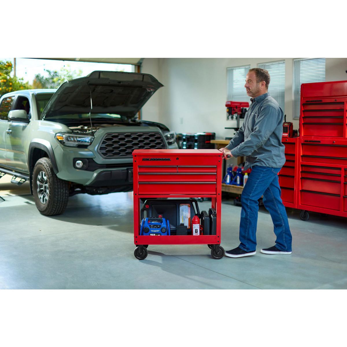 U.S. GENERAL 30 in. 4-Drawer Tech Cart, Red C88183