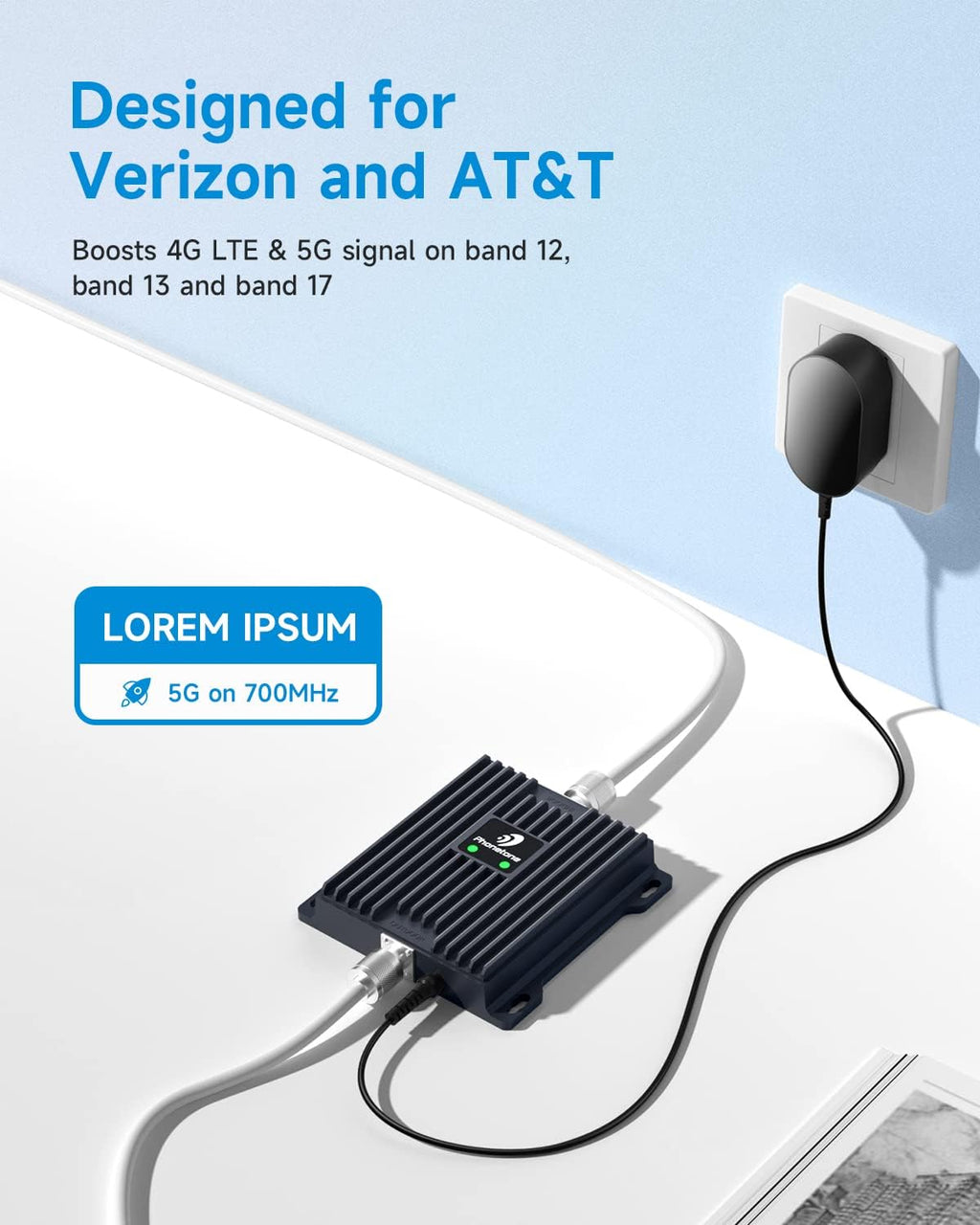 Cell Phone Signal Booster for Verizon and AT&T, 4G LTE 5G, 65dB Dual Band Repeater H4773