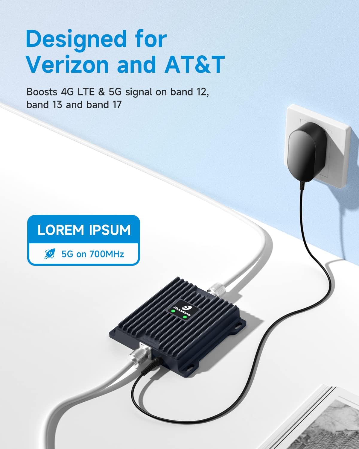 Cell Phone Signal Booster for Verizon and AT&T, 4G LTE 5G, 65dB Dual Band Repeater H4773