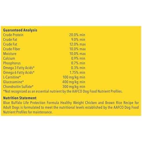 Blue Buffalo Life Protection Healthy Weight Adult Dry Dog Food Chicken & Brown Rice A981