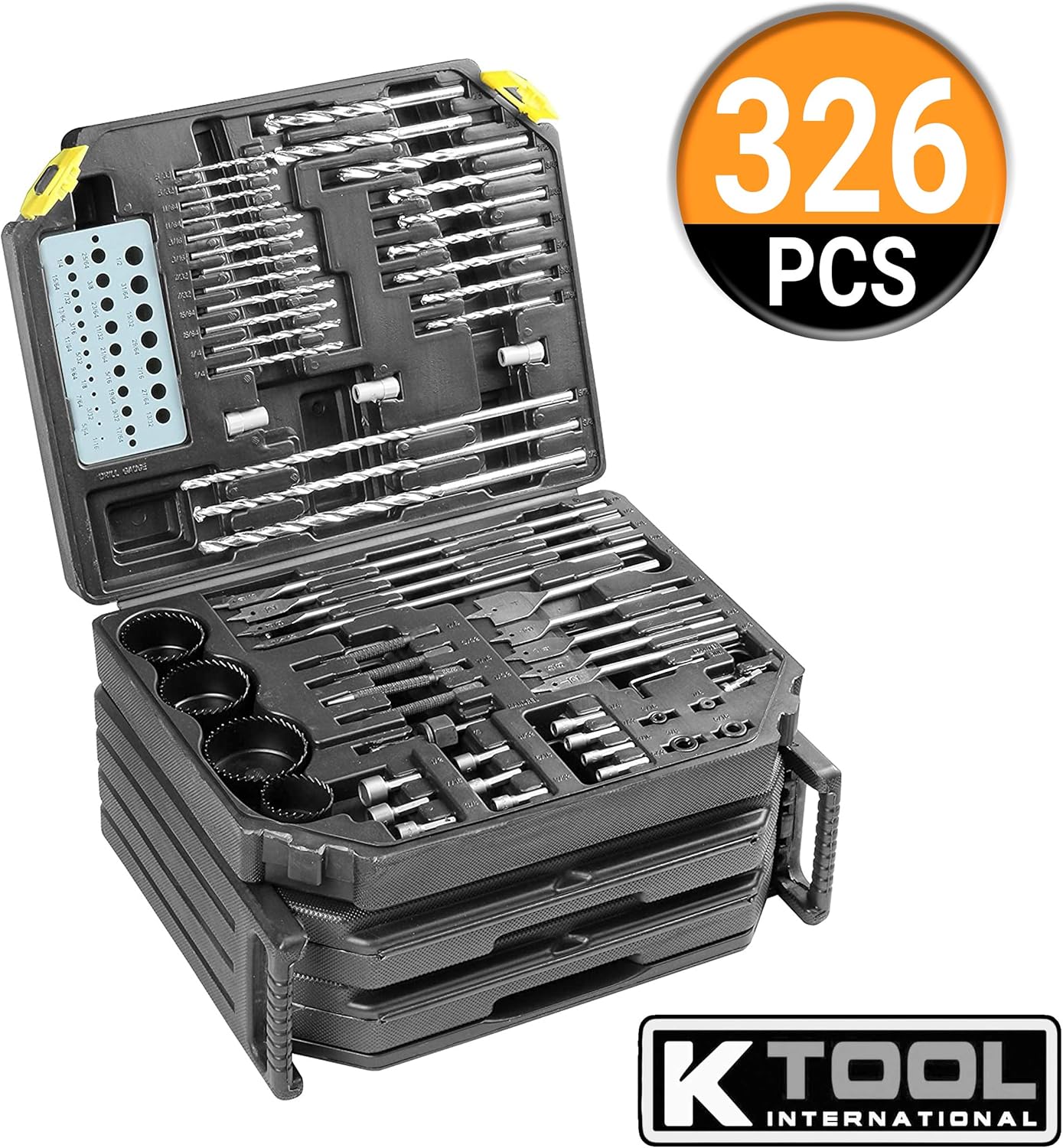 K Tool International 326 Piece Drill Bit Set with Case K18528