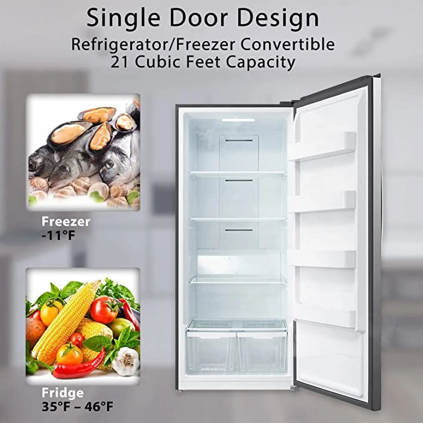 Smad 21 Cu.ft. Upright Convertible Freezer/Refrigerator N6995