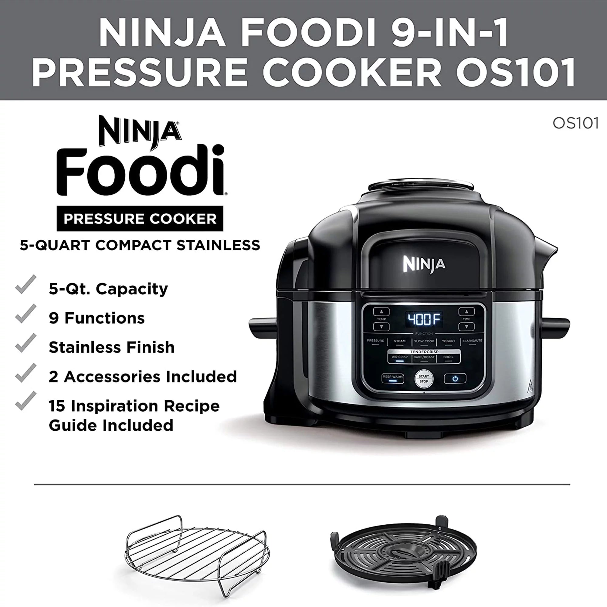 Ninja Foodi 9 in 1 Pressure Cooker and Air Fryer, Silver M1713