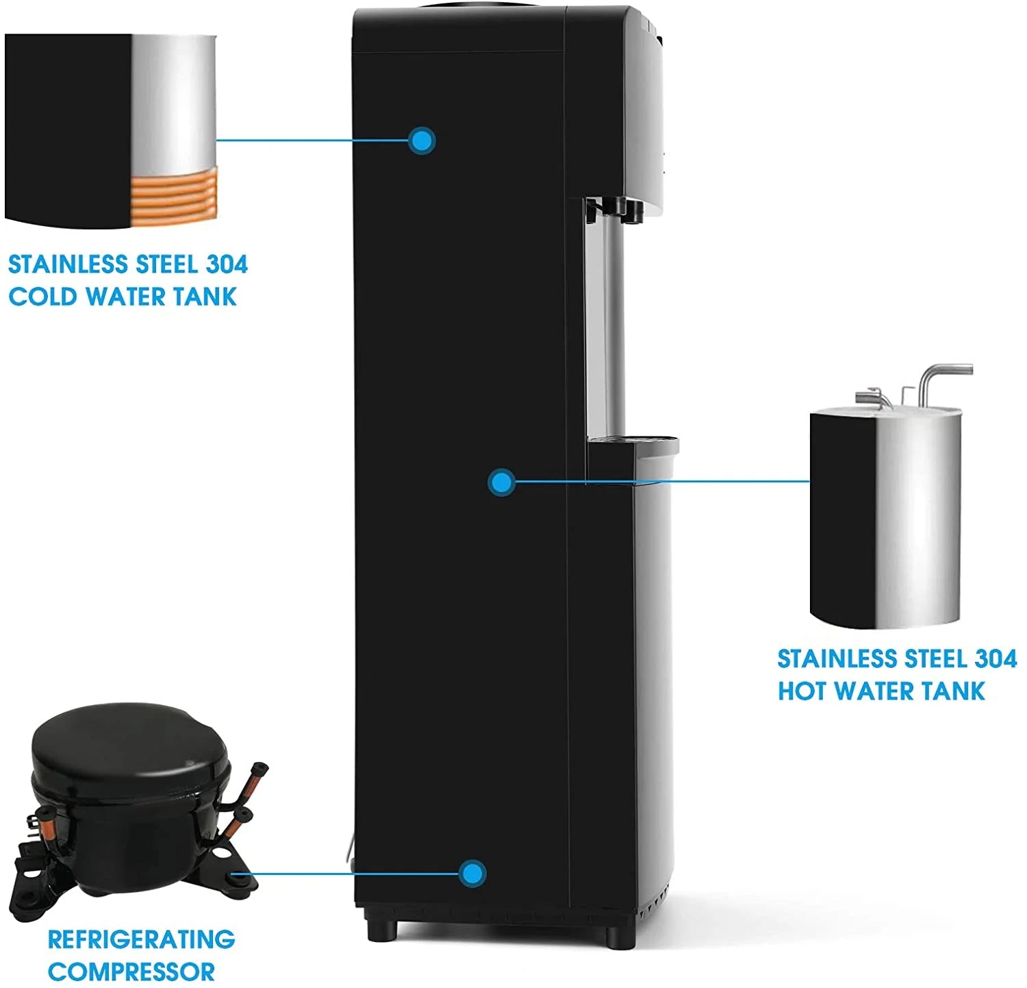 COSVALVE 5 Gallon Hot/Cold Water Cooler Dispenser with Child Safety Lock V95120