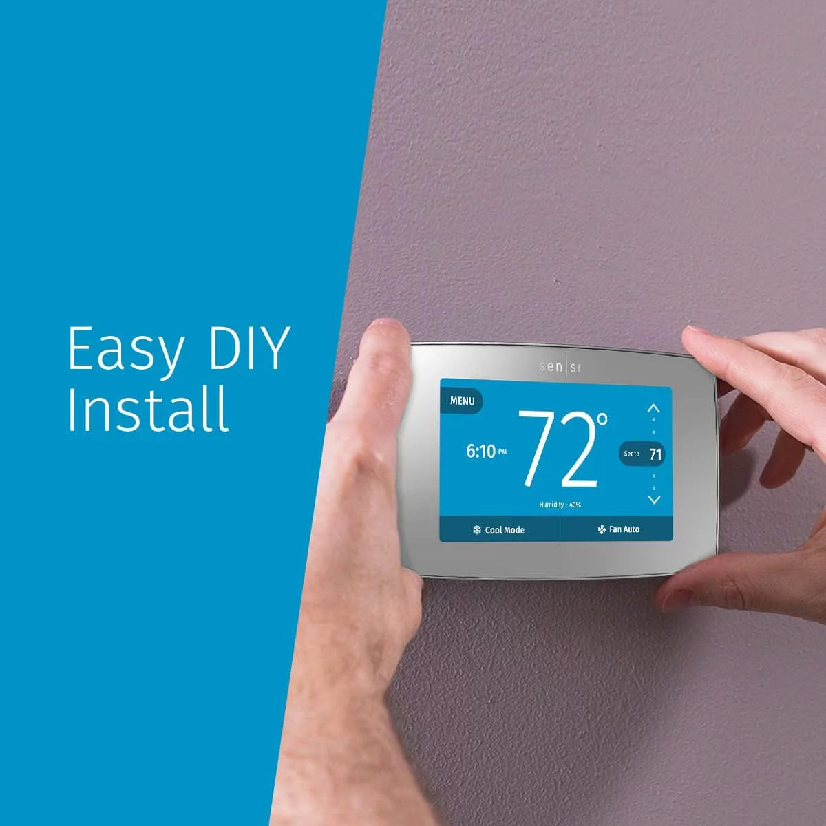 Emerson Sensi Touch Smart Wi-Fi Thermostat, C-Wire Required, Black Y690046