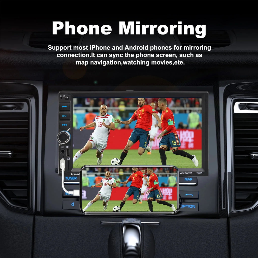Double Din Car Stereo with Apple CarPlay, Android Auto, Bluetooth, 7" Touchscreen T458221