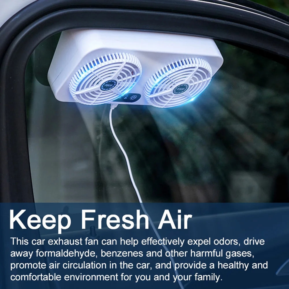Htovila Car Exhaust Fan USB Circulation Ventilator with 3 Adjustable Wind Speed G2044