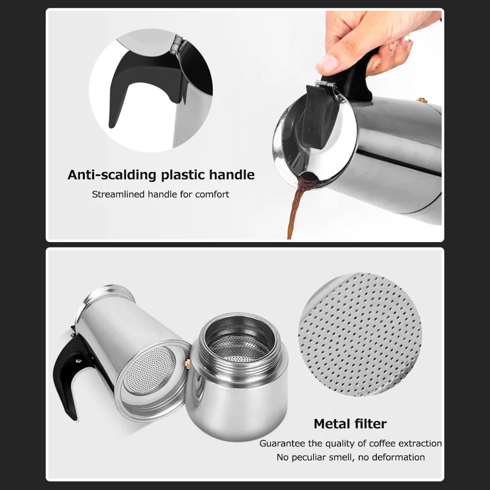 Uteam Stainless Steel Portable Electric Coffee Maker for Espresso Y53252