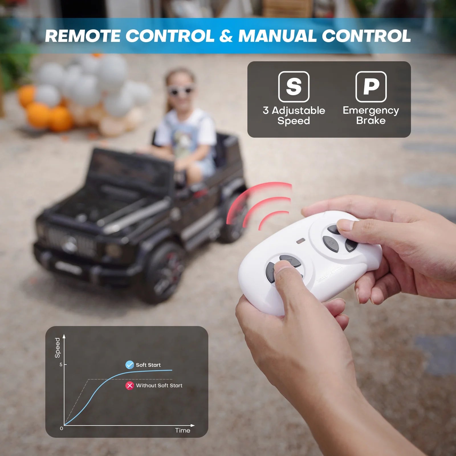 TEOAYEAH Mercedes-Benz G63 Kids Ride on Car, 12V with Remote, Black Z291734