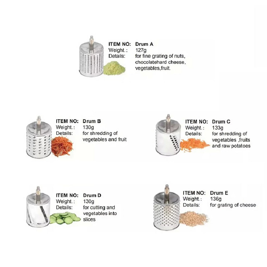 Stainless Steel Rotary Food Grater with 5 Blades O751