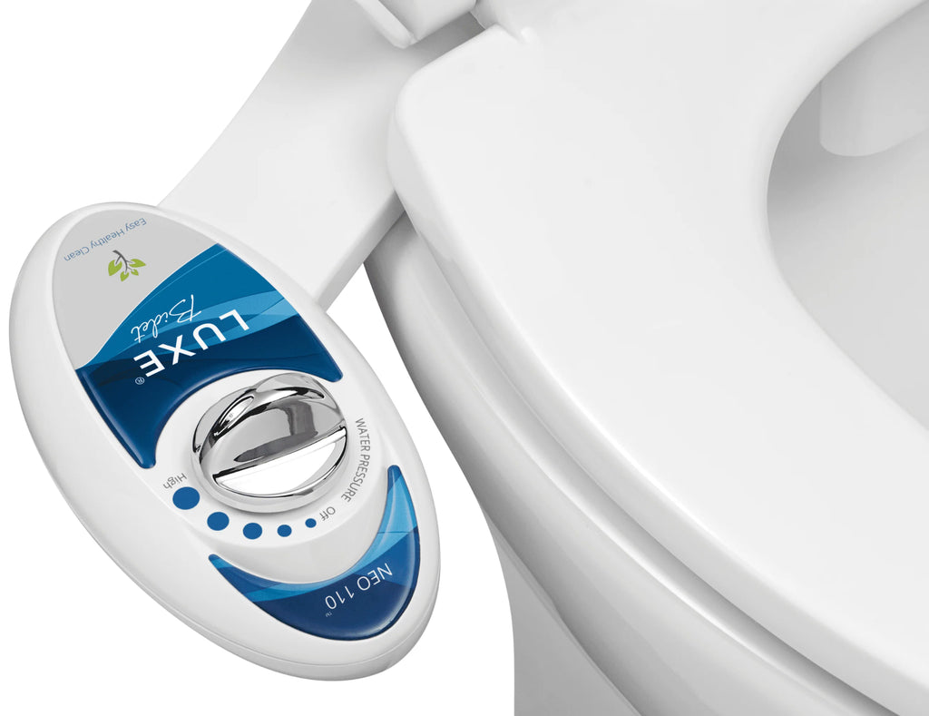 LUXE Bidet NEO 110 - Non-Electric Bidet Attachment, Adjustable Water Pressure, Rear Wash (Blue)