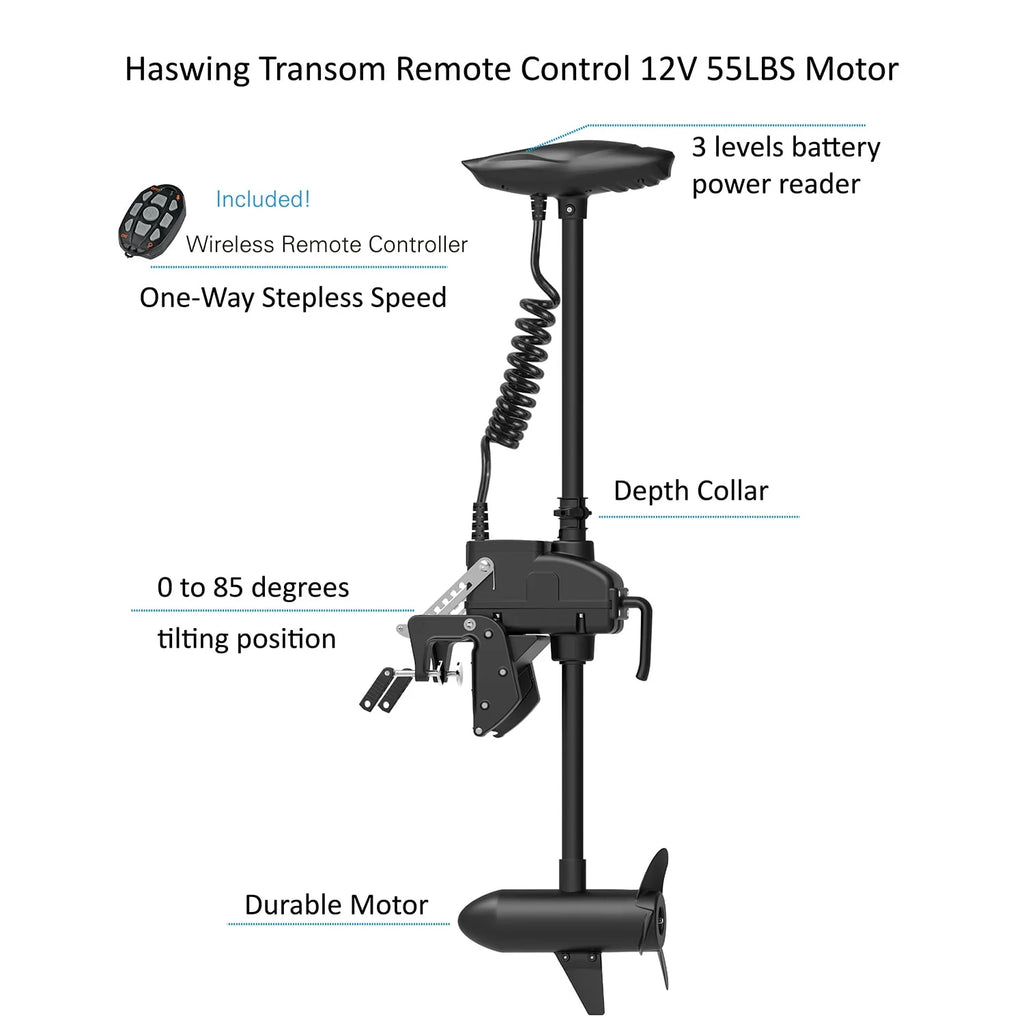 AQUOS 11.5ft Inflatable Pontoon Boat with Haswing 12V 55LBS Remote Trolling Motor L61150