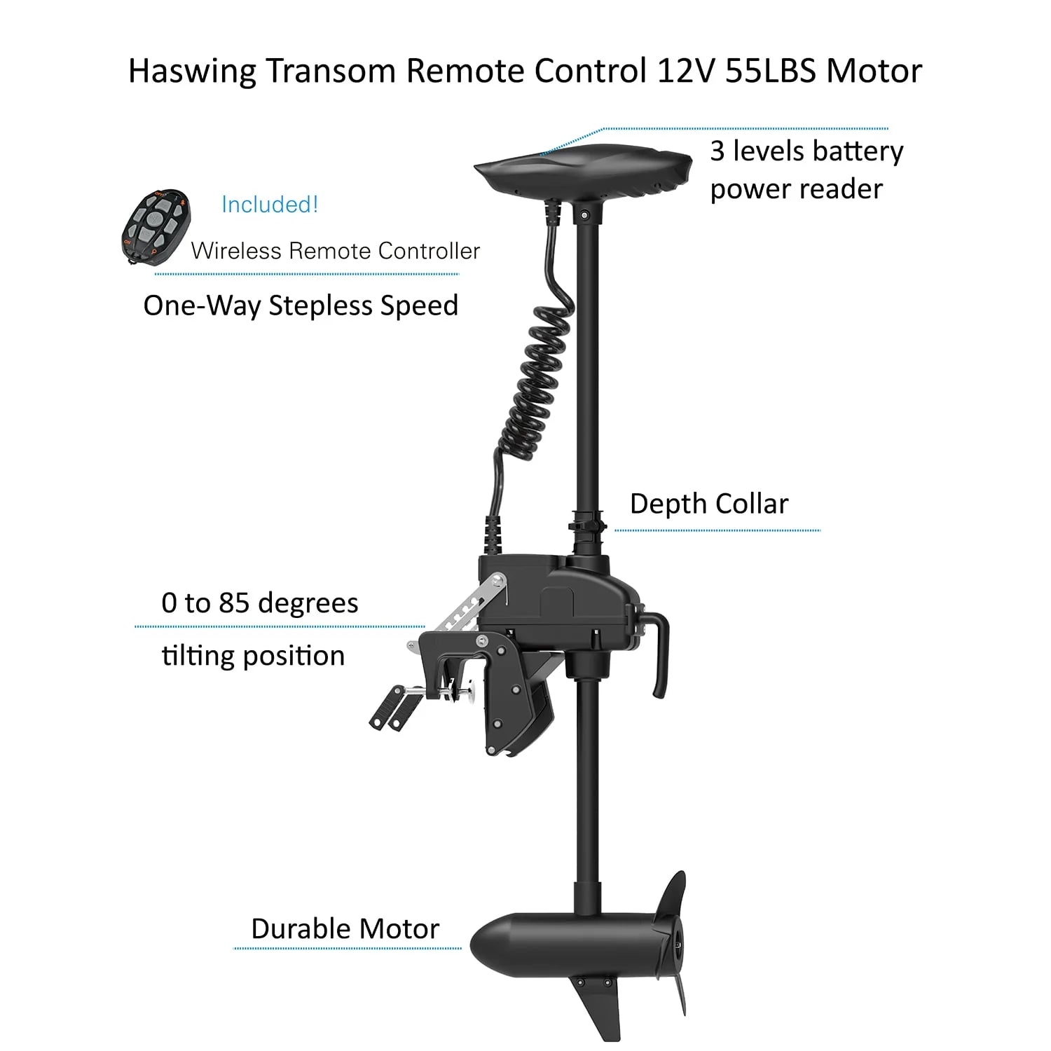 AQUOS 11.5ft Inflatable Pontoon Boat with Haswing 12V 55LBS Remote Trolling Motor L61150