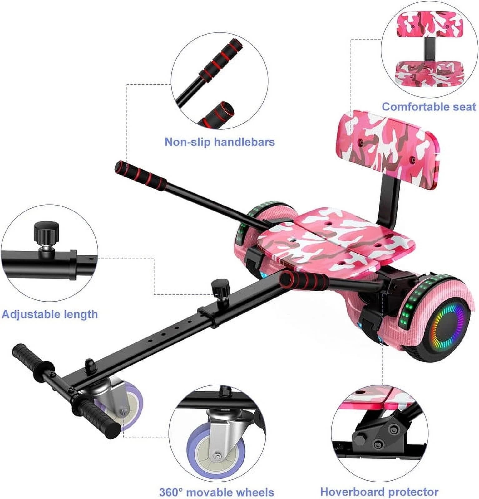 LIEAGLE Hoverboard with Seat Attachment, 6.5 inch Self Balancing Scooter S62540