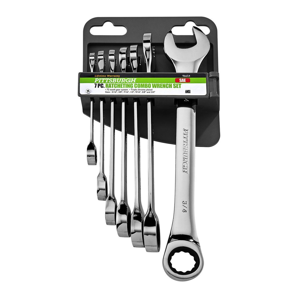 PITTSBURGH SAE Ratcheting Combination Wrench Set, 7-Piece I35483