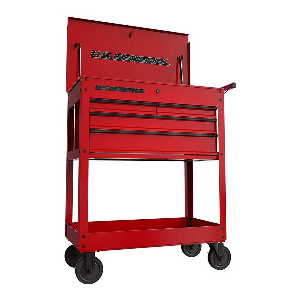 U.S. GENERAL 30 in. 4-Drawer Tech Cart, Red C88183