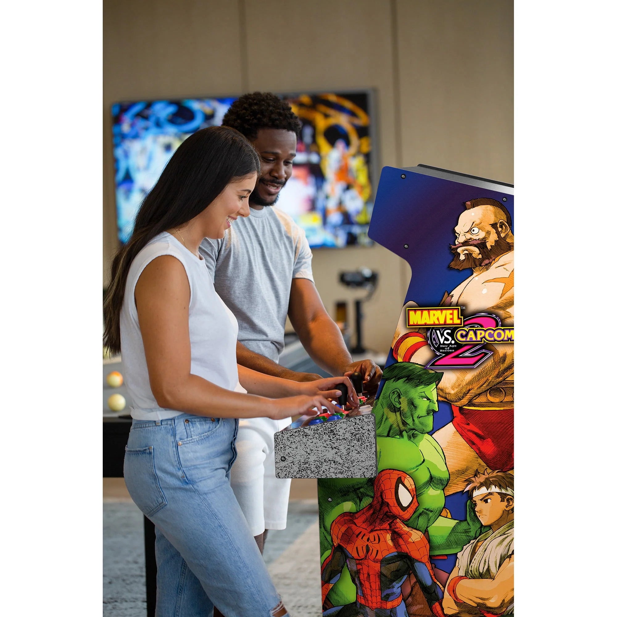 Arcade1up Marvel vs Capcom 2 Arcade with Lit Marquee and Riser F855