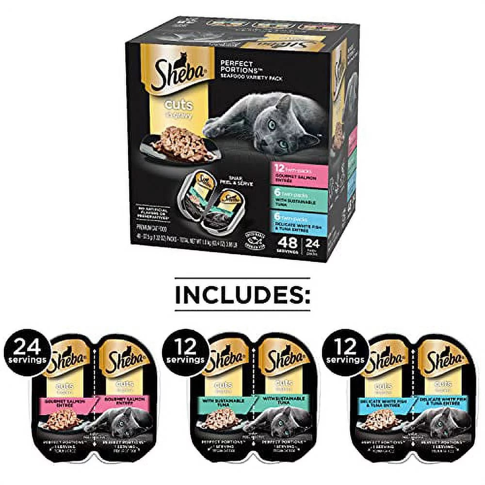 SHEBA Perfect Portions Soft Wet Cat Food Cuts in Gravy Variety Pack 2.6 oz. (24 Twin Packs) X5546