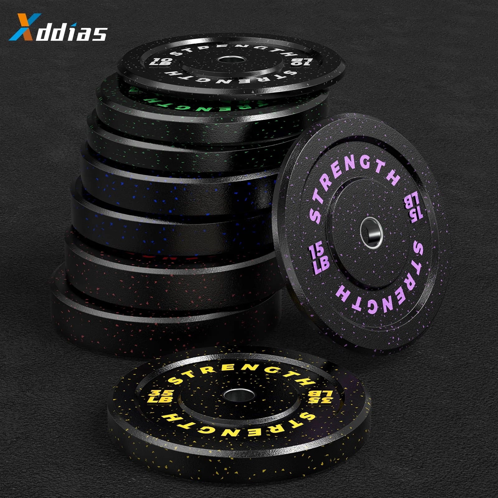 GIKPAL Olympic Bumper Plates, 10lb to 55lb, High-Bounce Rubber Weight Plates E623440
