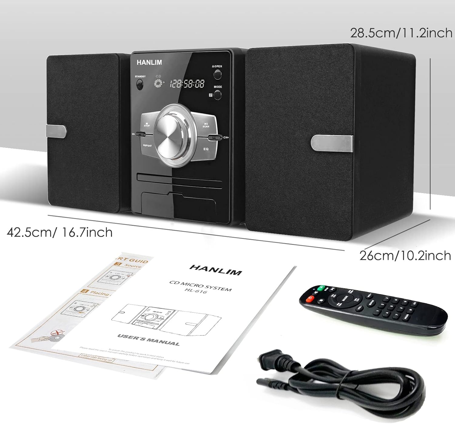 Stereo System CD Player with FM Radio, Bluetooth, USB and Remote Control T2578