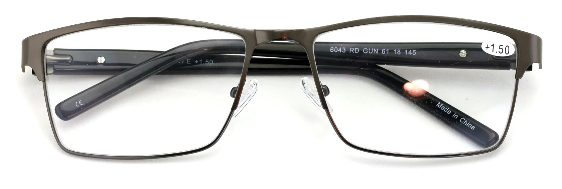 Men Rectangle Metal Reading Glasses Extra Large 152mm I7761