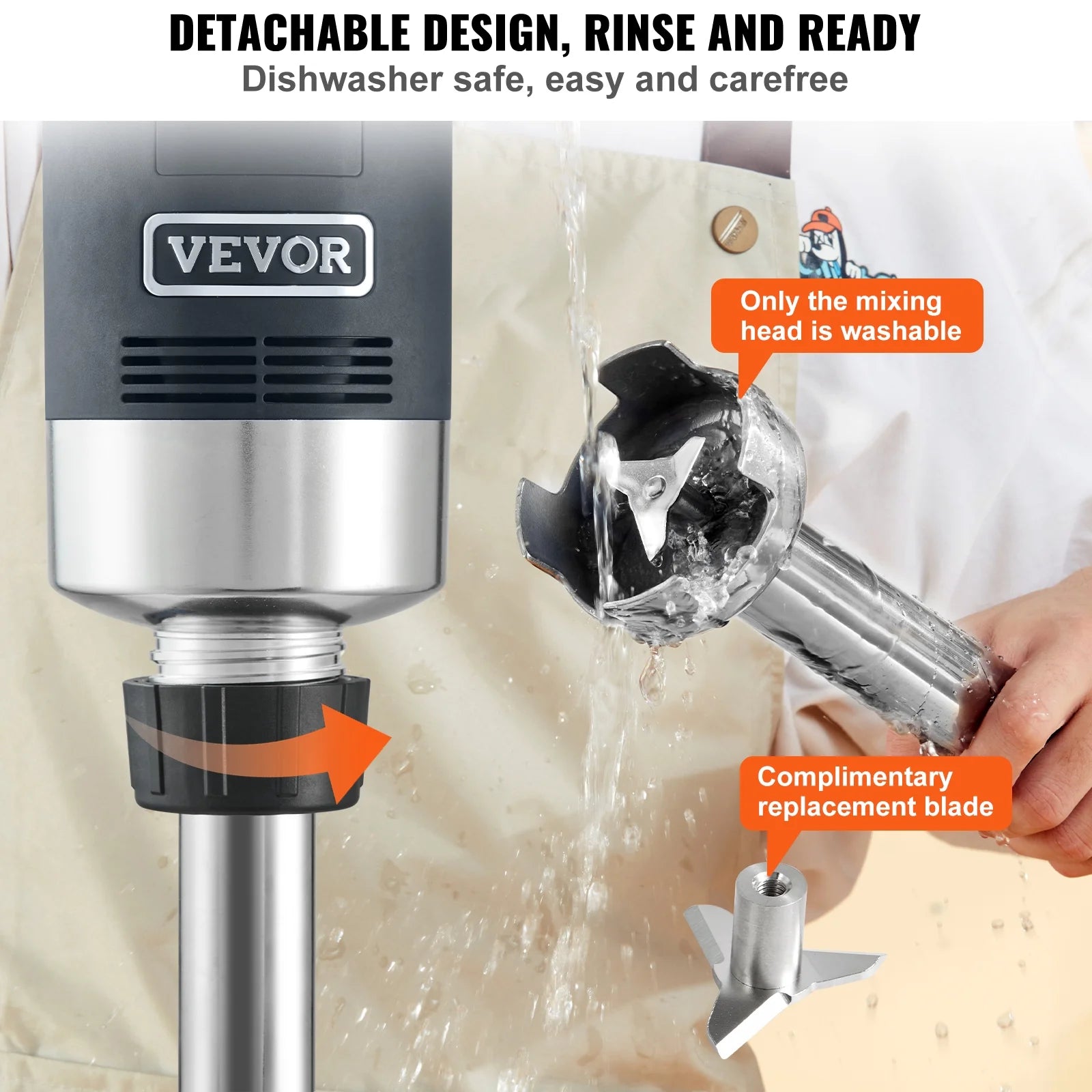 VEVOR Commercial Immersion Blender 750W Variable Speed Hand Mixer K68629